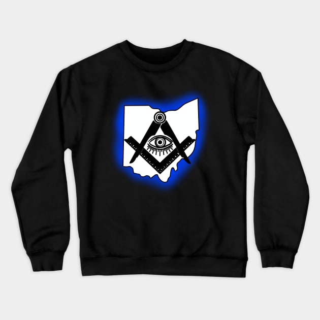 Masonic Square and Compass over Ohio Crewneck Sweatshirt by TDANIELSART 